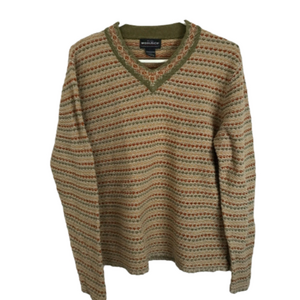 Woolrich Woven Knit Preppy V-Neck Sweater